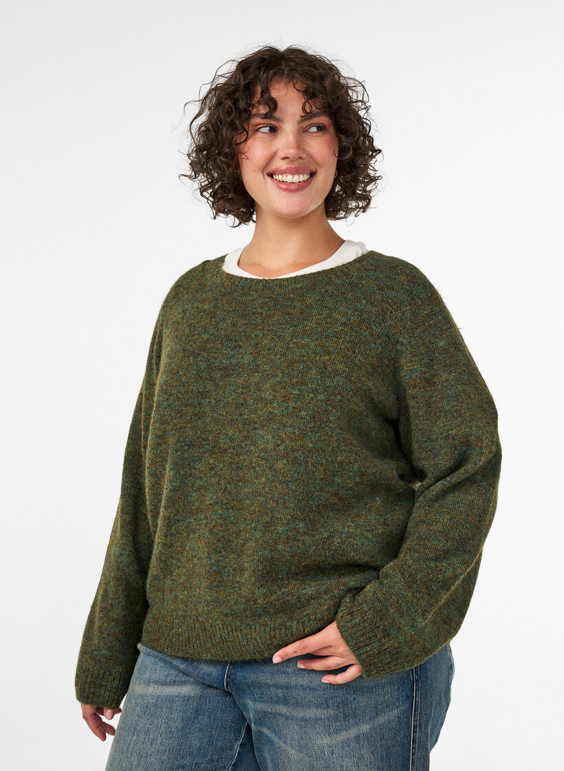 Lockerer Pullover mit Rundhalsausschnitt, Gr&uuml;n, Model image number 0