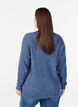 Melierte Strickbluse mit Rundhalsausschnitt, Blau, Model image number 2