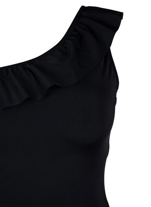 One-Shoulder Badeanzug mit Volant, Black, Packshot image number 2