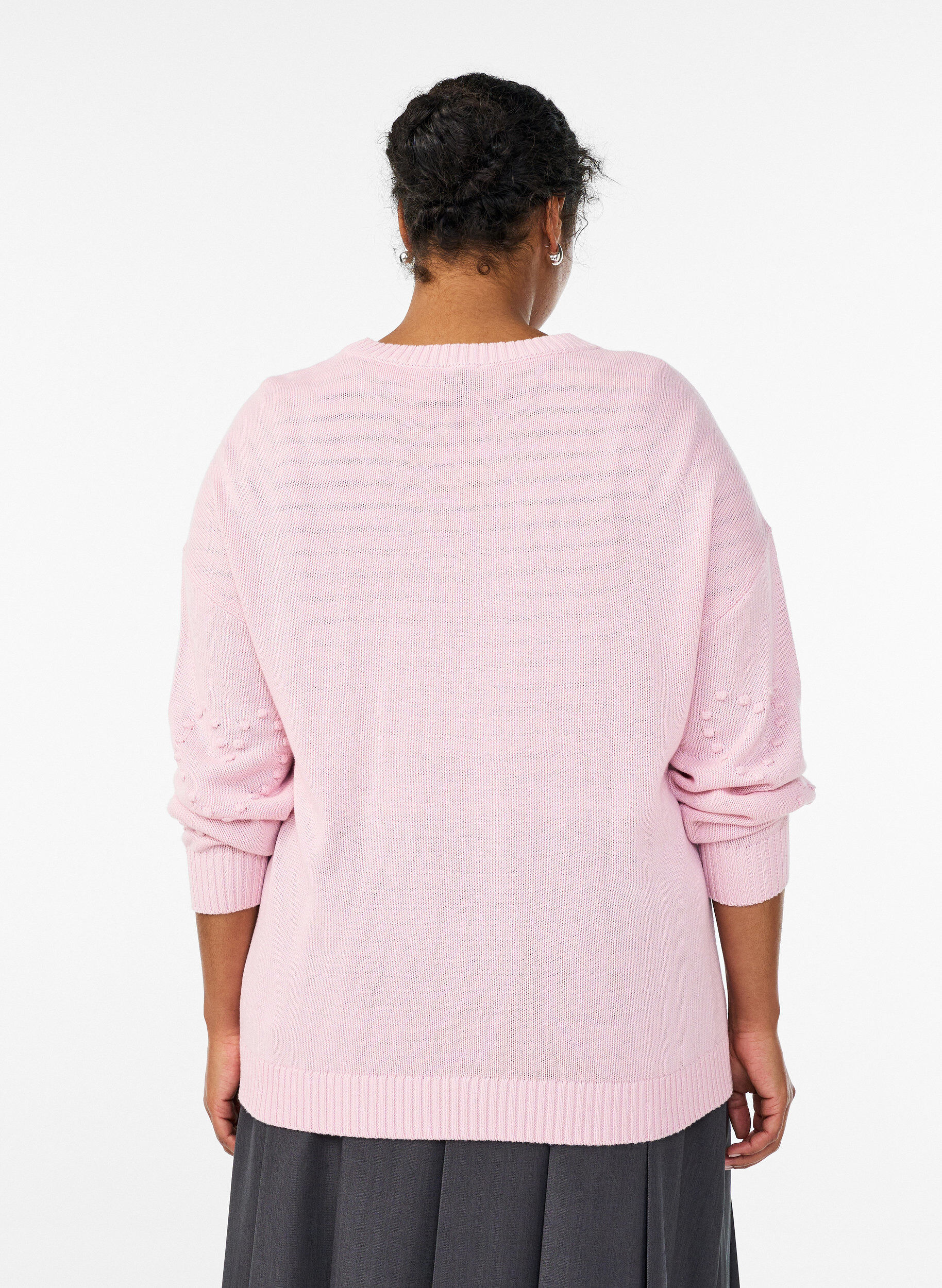 ZizziLockere Strickbluse mit Herzmuster, Pink, Model image number 2