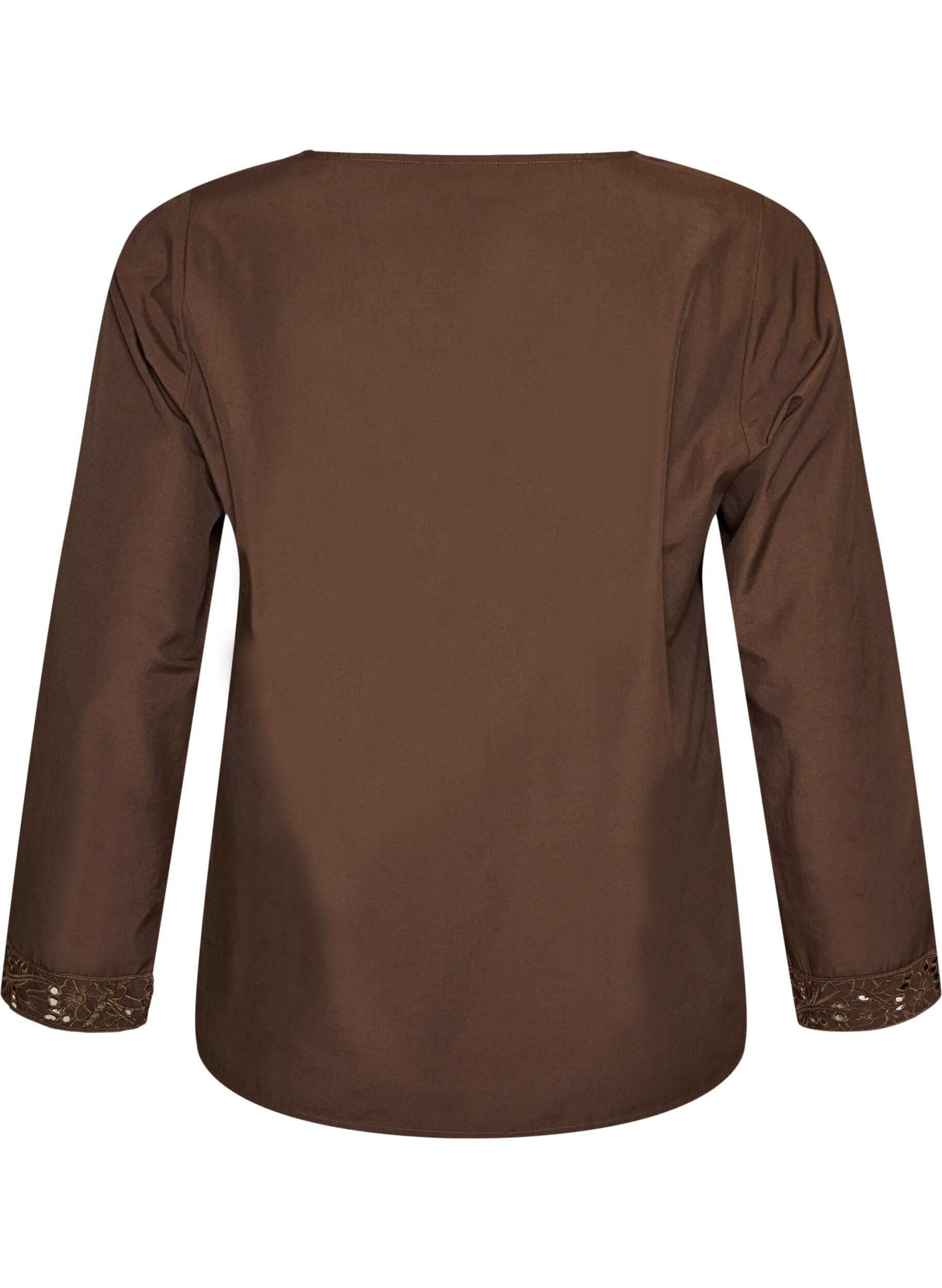 ZizziHemdbluse mit Lochstickerei, Braun, Packshot image number 1