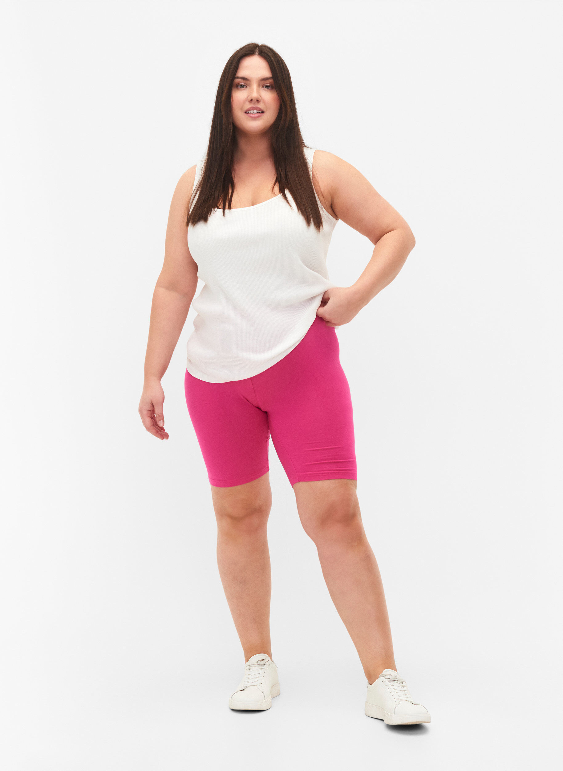 ZizziEinfarbige Basic Radlershorts, Pink, Model image number 1