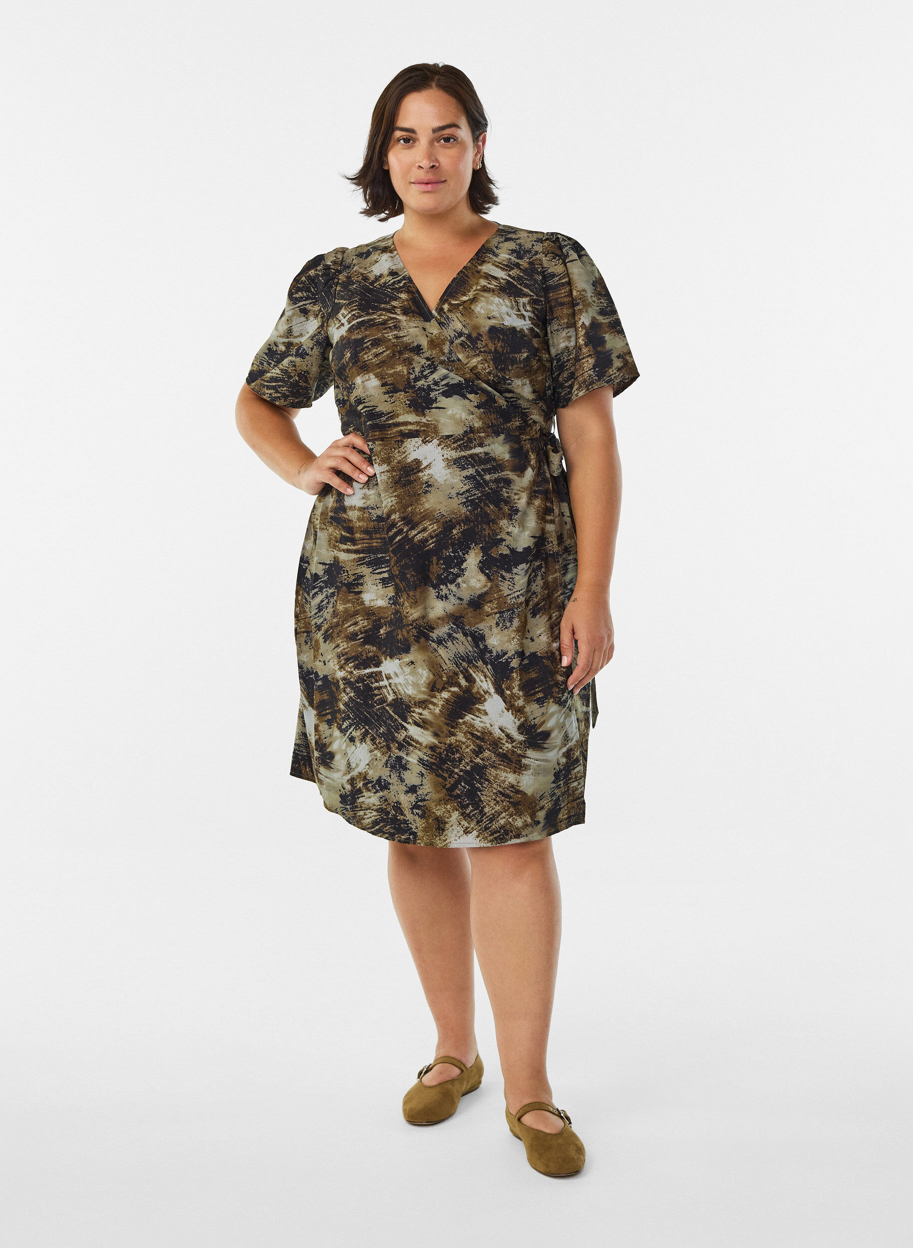 ZizziWickelkleid mit Print, Gr&uuml;n, Model image number 1