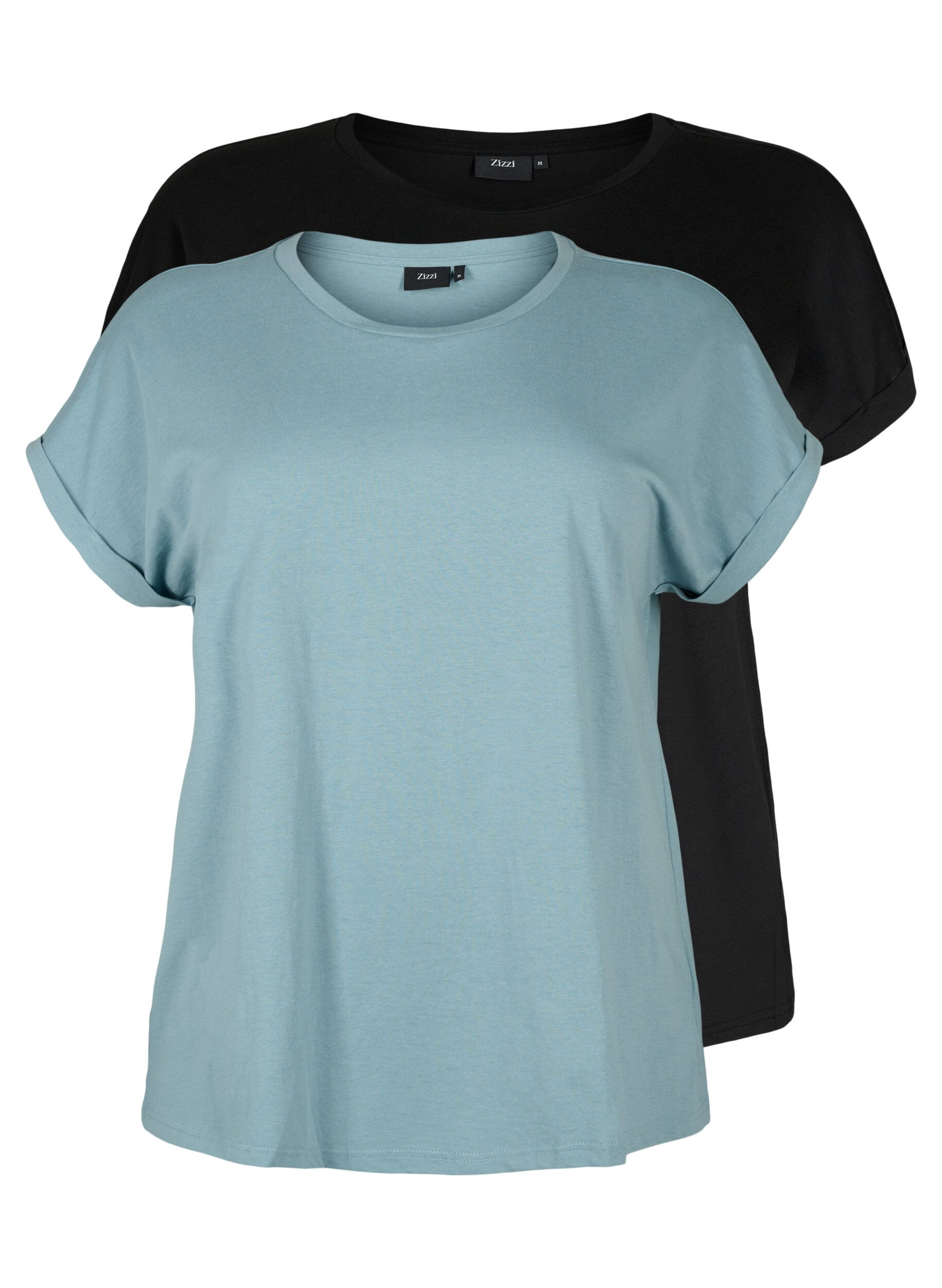 Zizzi2er-Pack kurz&auml;rmlige T-Shirts, Blau, Packshot image number 0