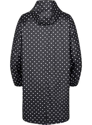 Regenjacke mit Punktmuster und Kapuze, Black W/White Dot, Packshot image number 1