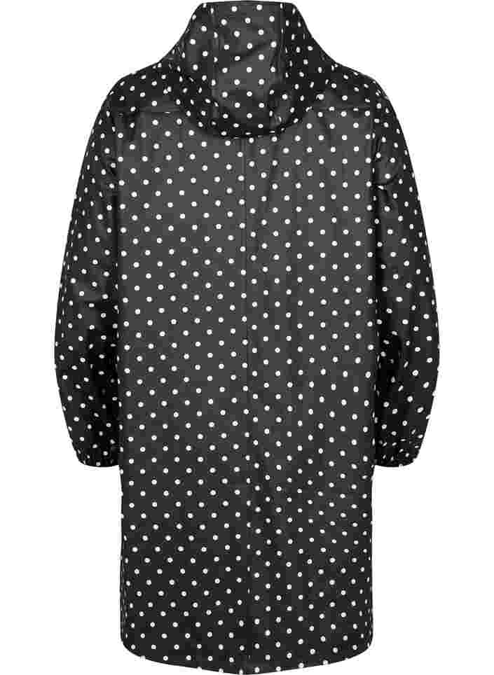 Regenjacke mit Punktmuster und Kapuze, Black W/White Dot, Packshot image number 1