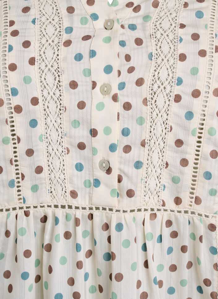 Kurzes Viskosekleid mit Spitzenbesatz und A-Linien-Schnitt, Weiß, Packshot image number 2