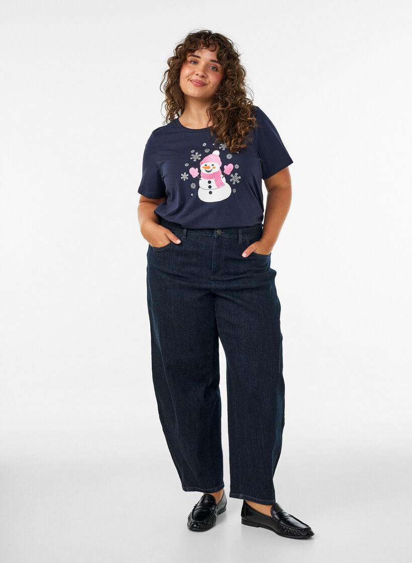 Weihnachts-T-Shirt aus Bio-Baumwolle, Blau, Model image number 1