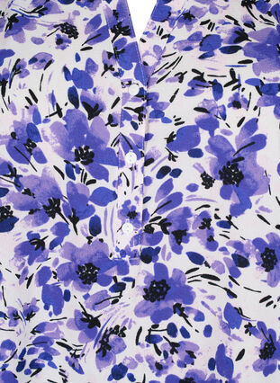 Bluse mit kurzen Ärmeln und V-Ausschnitt , Purple Small Flower, Packshot image number 2