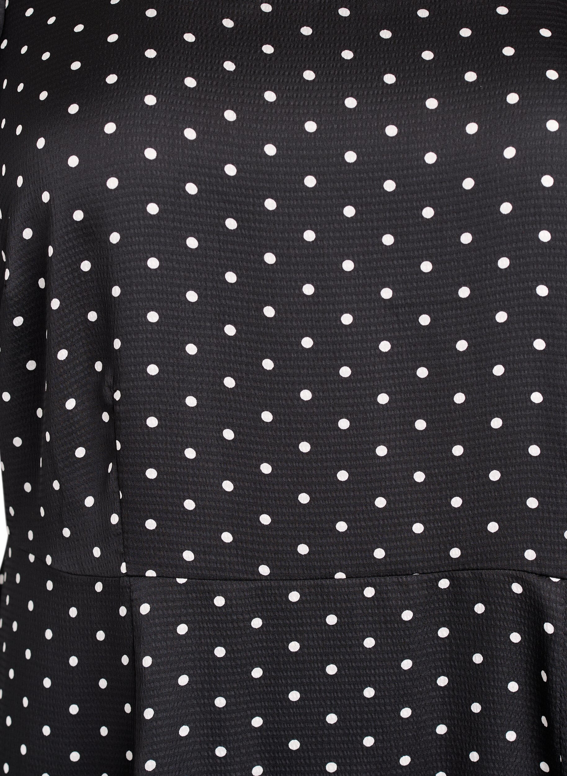 ZizziGepunktetes Midikleid mit eckigem Ausschnitt, Schwarz, Packshot image number 2