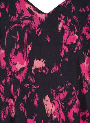 Langarm Viskosebluse mit Print, Black Pink AOP, Packshot image number 2