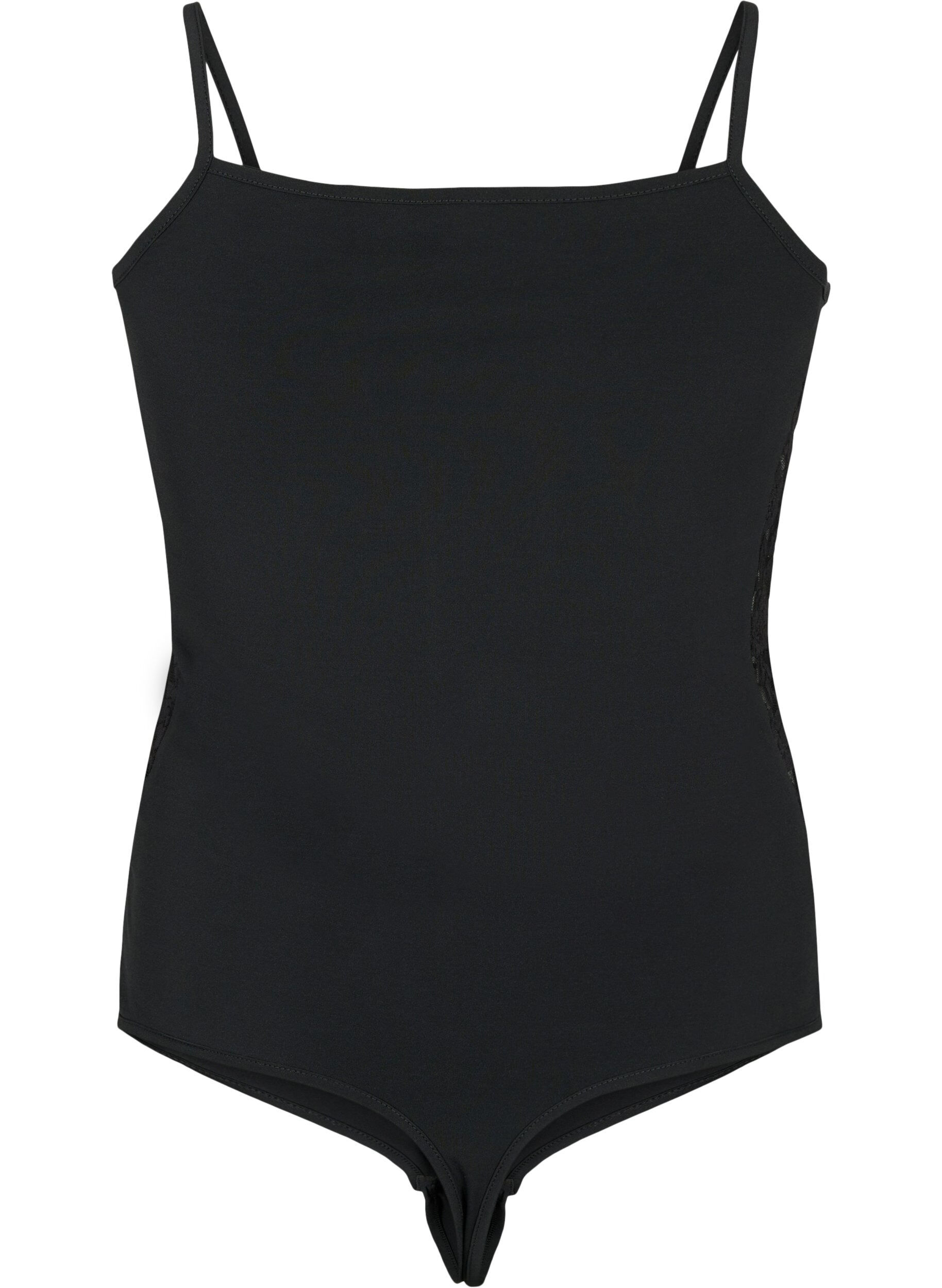 ZizziBodystocking mit Spitze und schmalen Tr&auml;gern, Black, Packshot image number 1