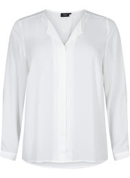 Unifarbenes Hemd mit V-Ausschnitt, Bright White, Packshot