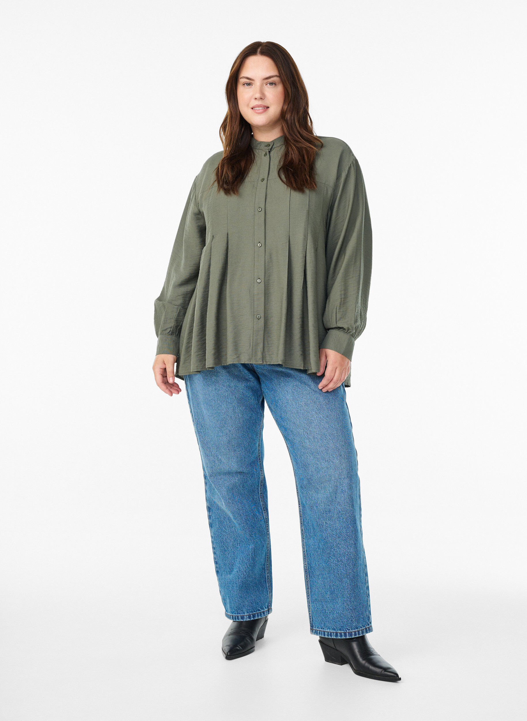 ZizziBluse aus Viskose mit A-Linie, Gr&uuml;n, Model image number 1