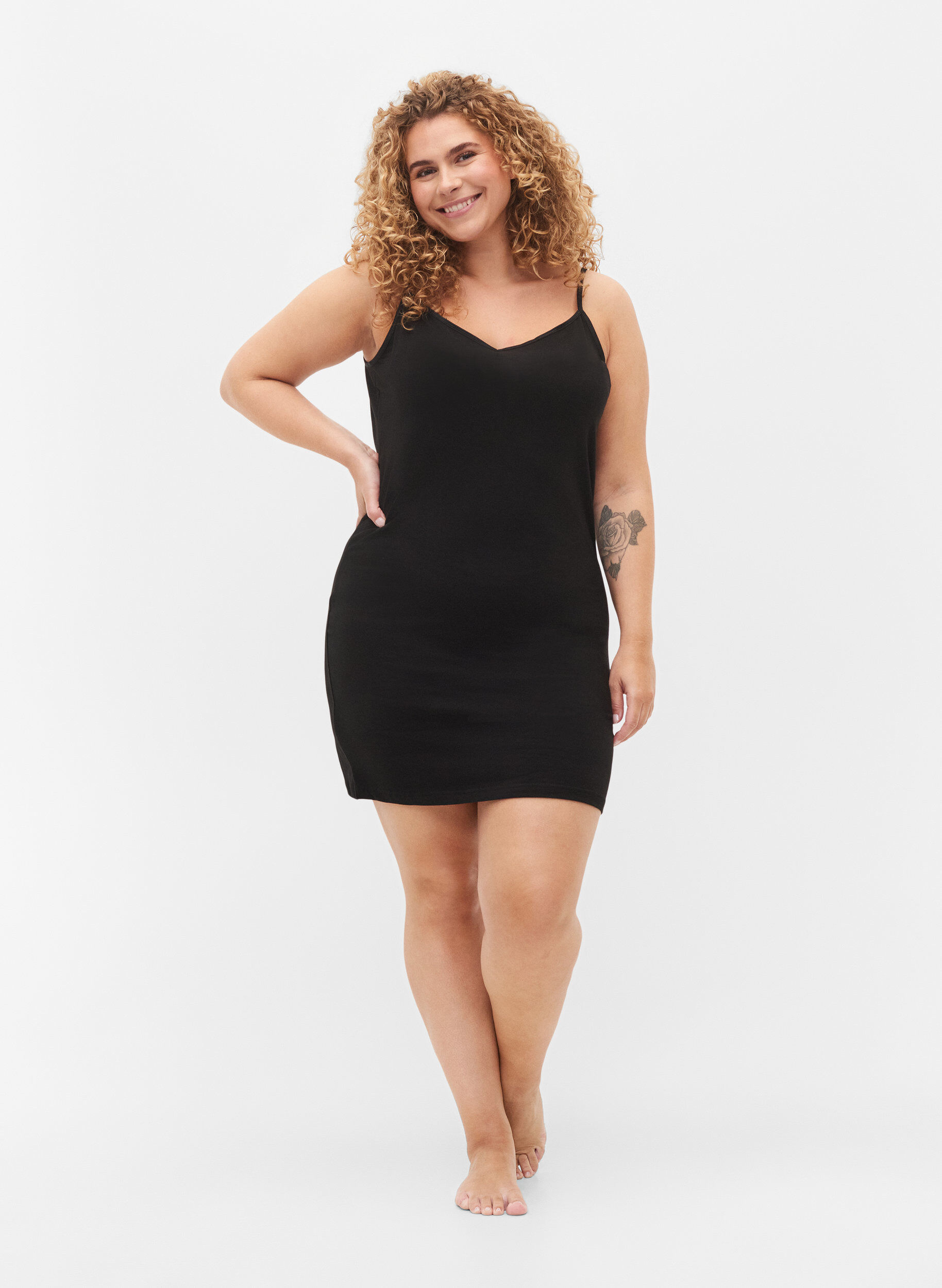 ZizziLanges basic Top aus Baumwolle, Schwarz, Model image number 1