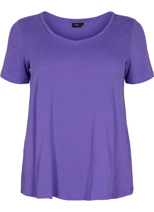 Einfarbiges basic T-Shirt aus Baumwolle, Ultra Violet, Packshot image number 0