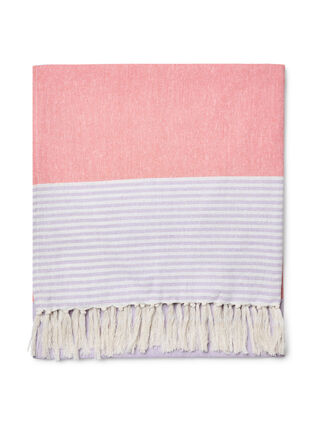 Gestreiftes Handtuch mit Fransen, Pastel Lilac Comb, Packshot image number 1