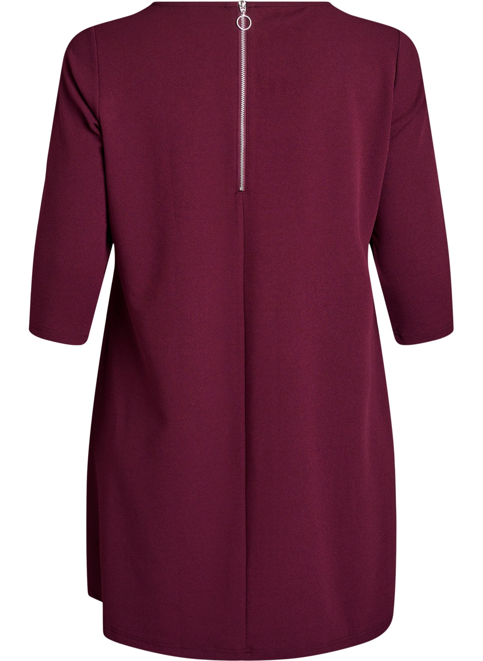ZizziKurz geschnittenes A-Linien Kleid aus Webstoff mit 3/4 &Auml;rmeln, Rot, Packshot image number 1