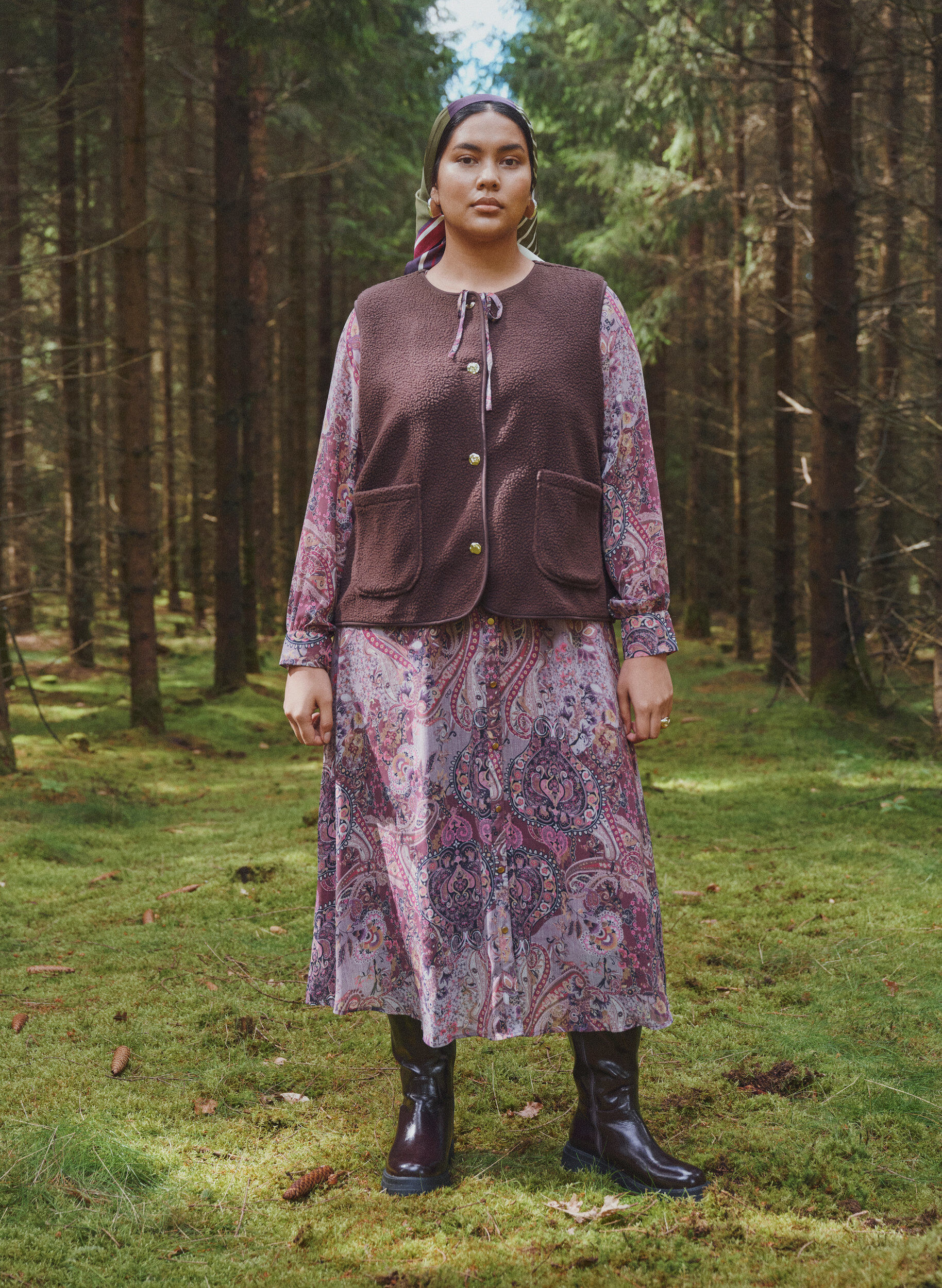 ZizziTeddy-Weste mit Kn&ouml;pfen und Taschen, Braun, Image image number 0
