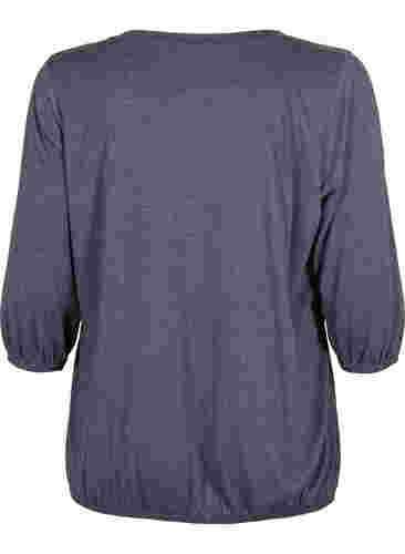 Melange-Bluse mit V-Ausschnitt, Navy Blazer Mélange, Packshot image number 1