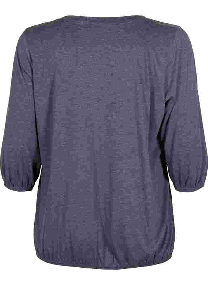 Melange-Bluse mit V-Ausschnitt, Navy Blazer Mélange, Packshot image number 1