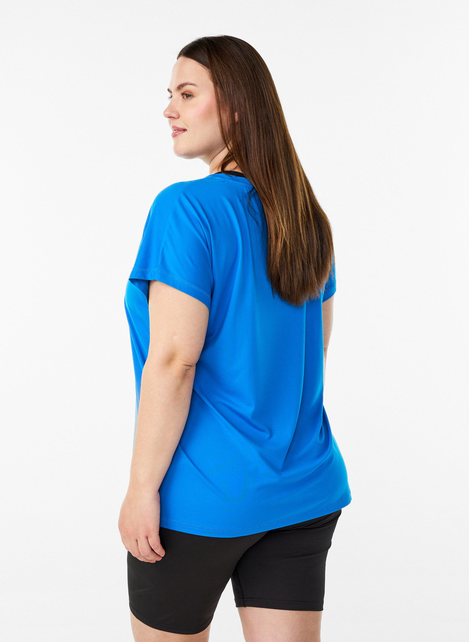 ZizziLockeres Trainings-T-Shirt mit V-Ausschnitt, Blau, Model image number 2
