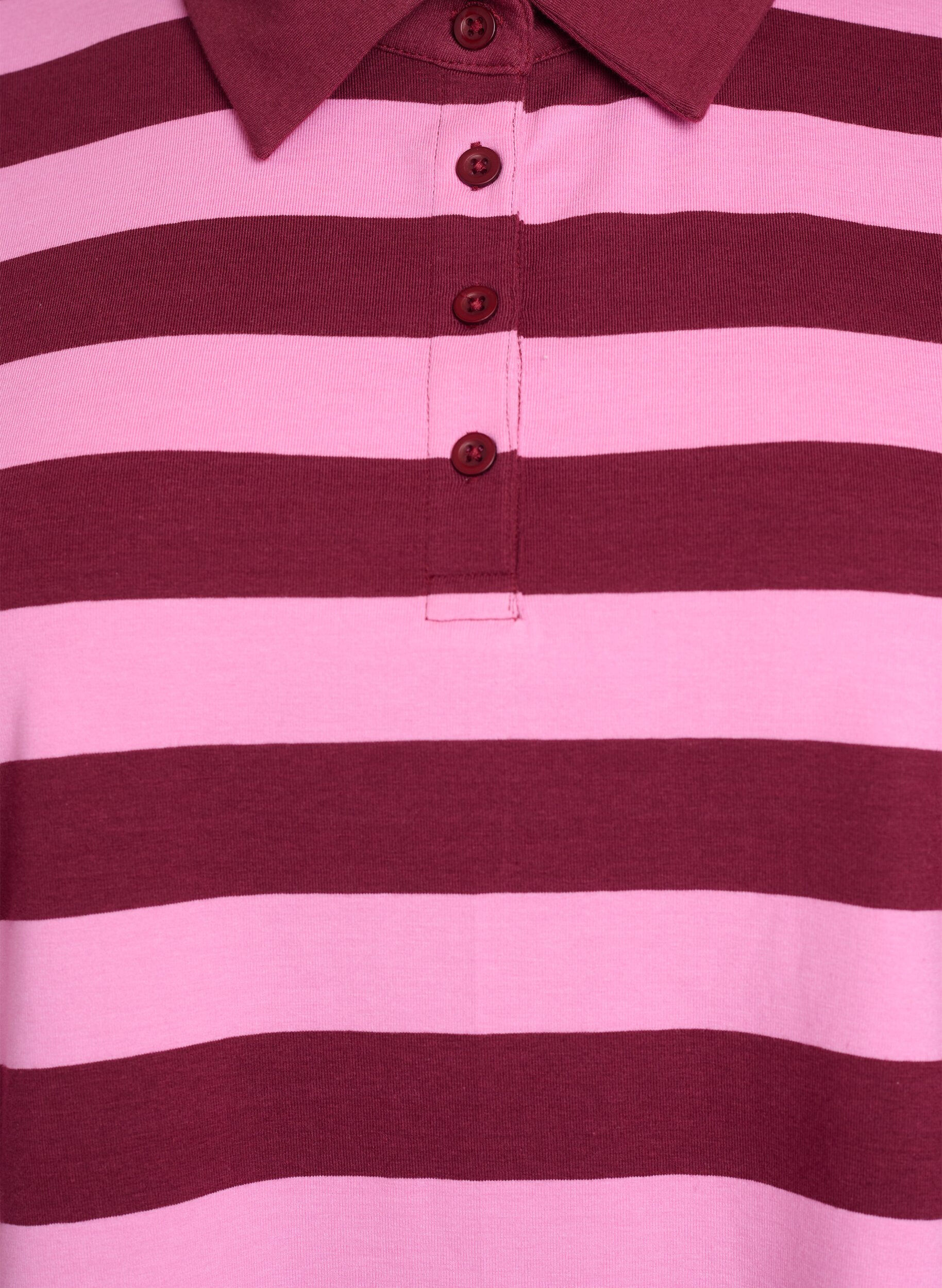 ZizziLangarm-Poloshirt mit Streifen, Dunkles Bordeaux, Packshot image number 2