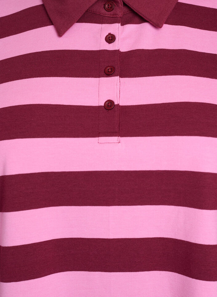 Langarm-Poloshirt mit Streifen, Dunkles Bordeaux, Packshot image number 2