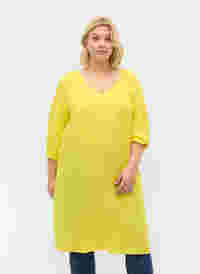 Viskosekleid mit V-Ausschnitt, Blazing Yellow, Model