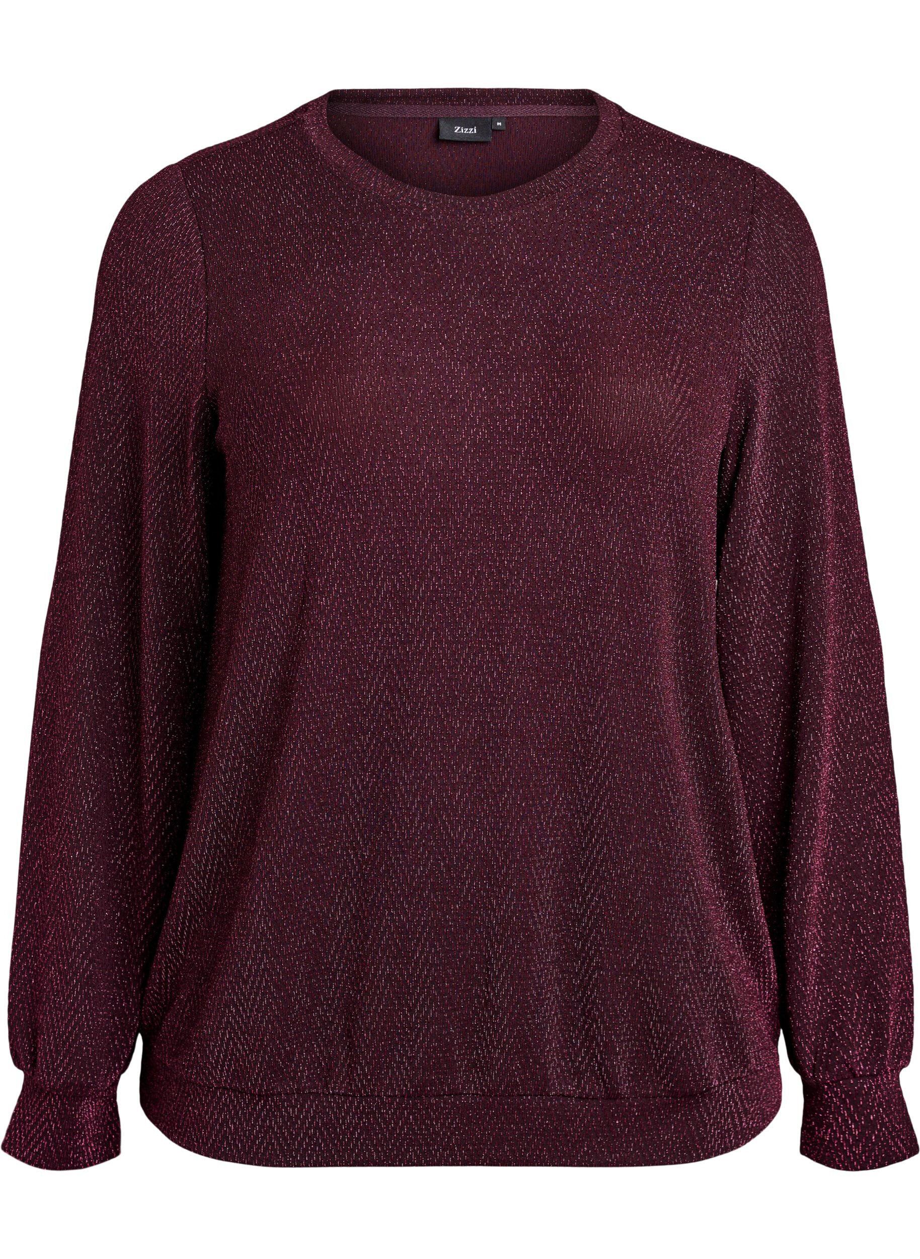 Bluse mit Fischgr&auml;tenmuster und Glitzerfaden