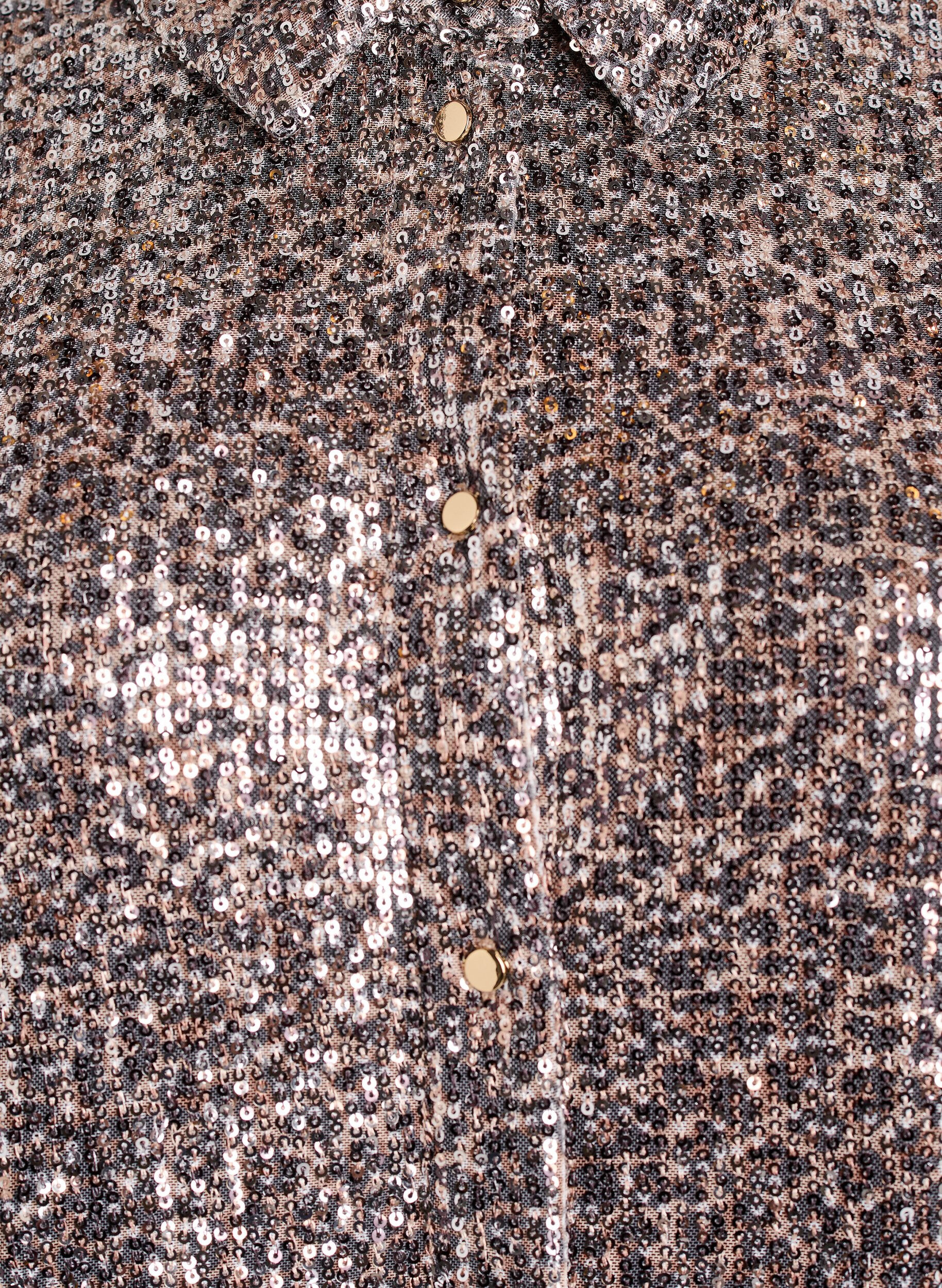 ZizziPaillettenbluse mit langen &Auml;rmeln, Braun, Packshot image number 2