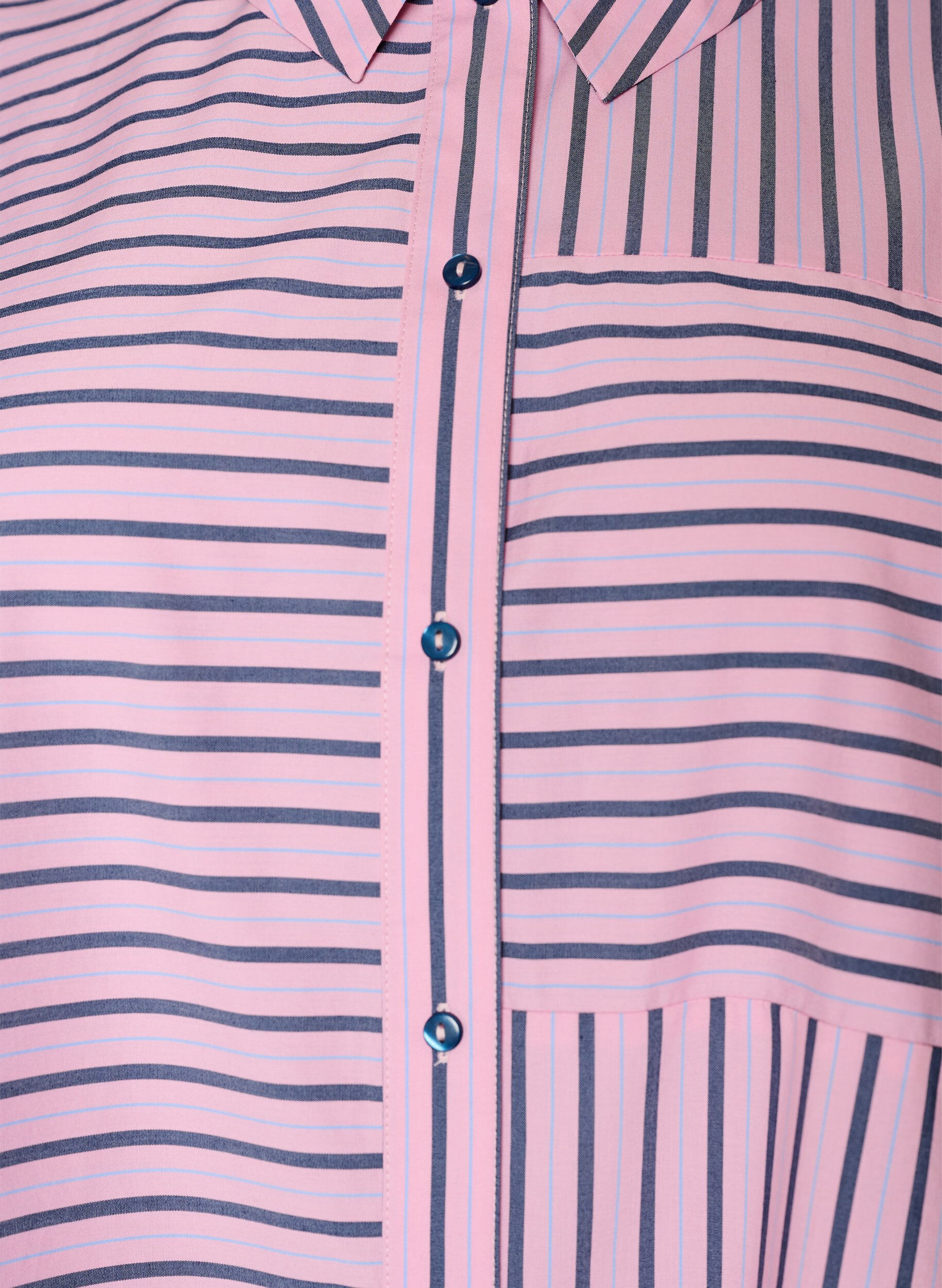 ZizziGestreifte Hemd mit klassischem Kragen und langen &Auml;rmeln, Pink, Packshot image number 2