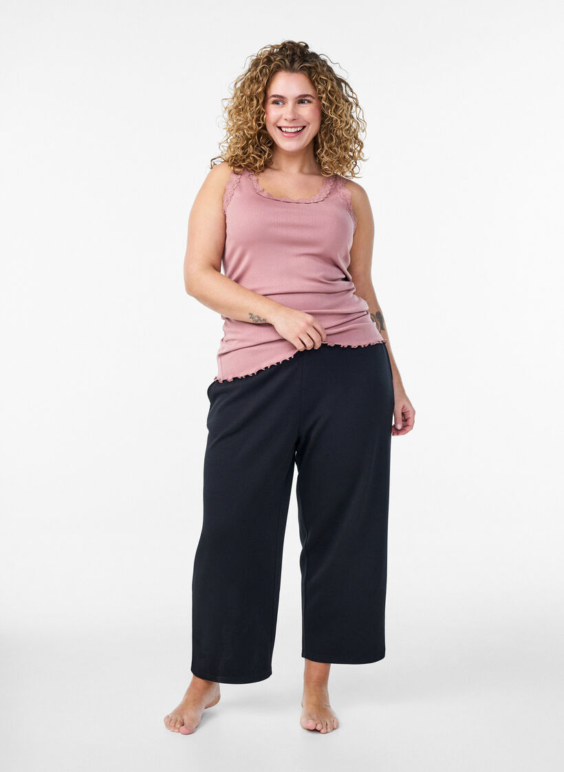 Tanktop mit Spitzen und Lochstickerei, Rot, Model image number 1