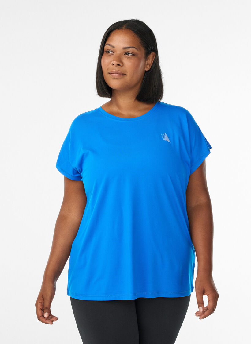 Einfarbiges Trainings-T-Shirt, Blau, Model image number 0