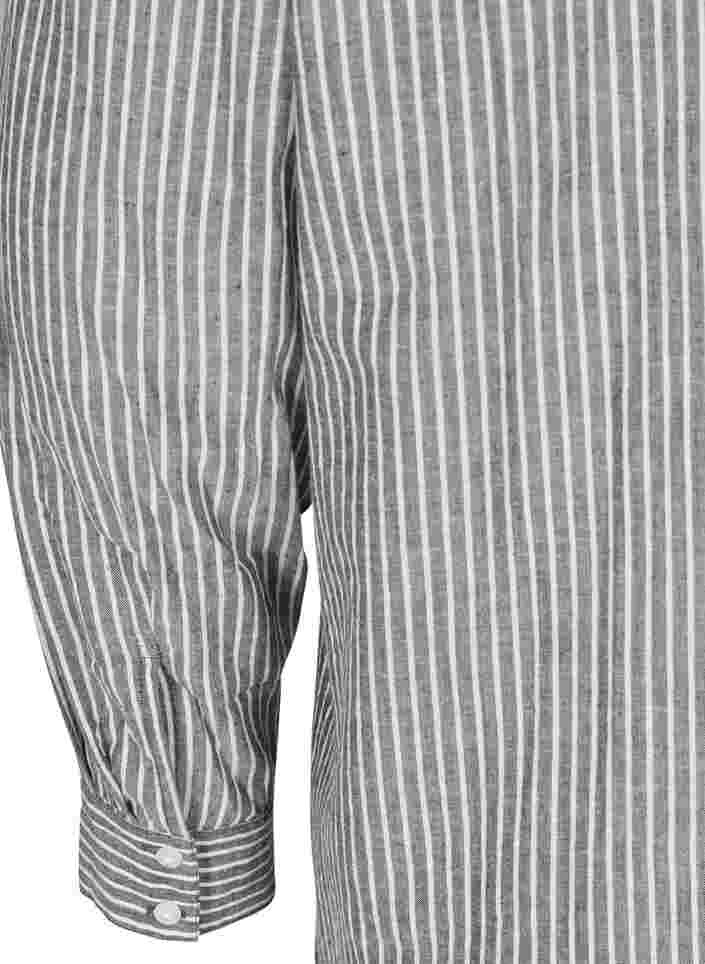 Gestreifte Hemdbluse aus 100% Baumwolle, Black Stripe, Packshot image number 3