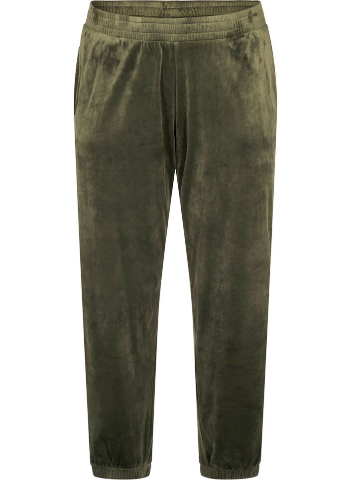 Lockere Samt-Hose, Gr&uuml;n, Packshot image number 0
