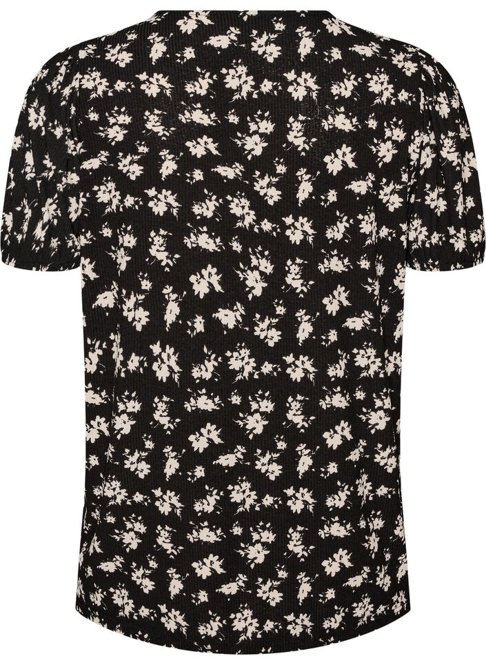 Bluse mit langen &Auml;rmeln und gebl&uuml;mtem Print, Schwarz, Packshot image number 1