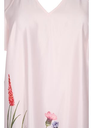 Midi-Kleid mit Blumendruck und kurzen Ärmeln, White Sand, Packshot image number 2