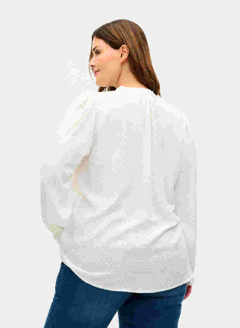 Langärmelige Bluse mit Smock- und Rüschendetails, Bright White, Model image number 1