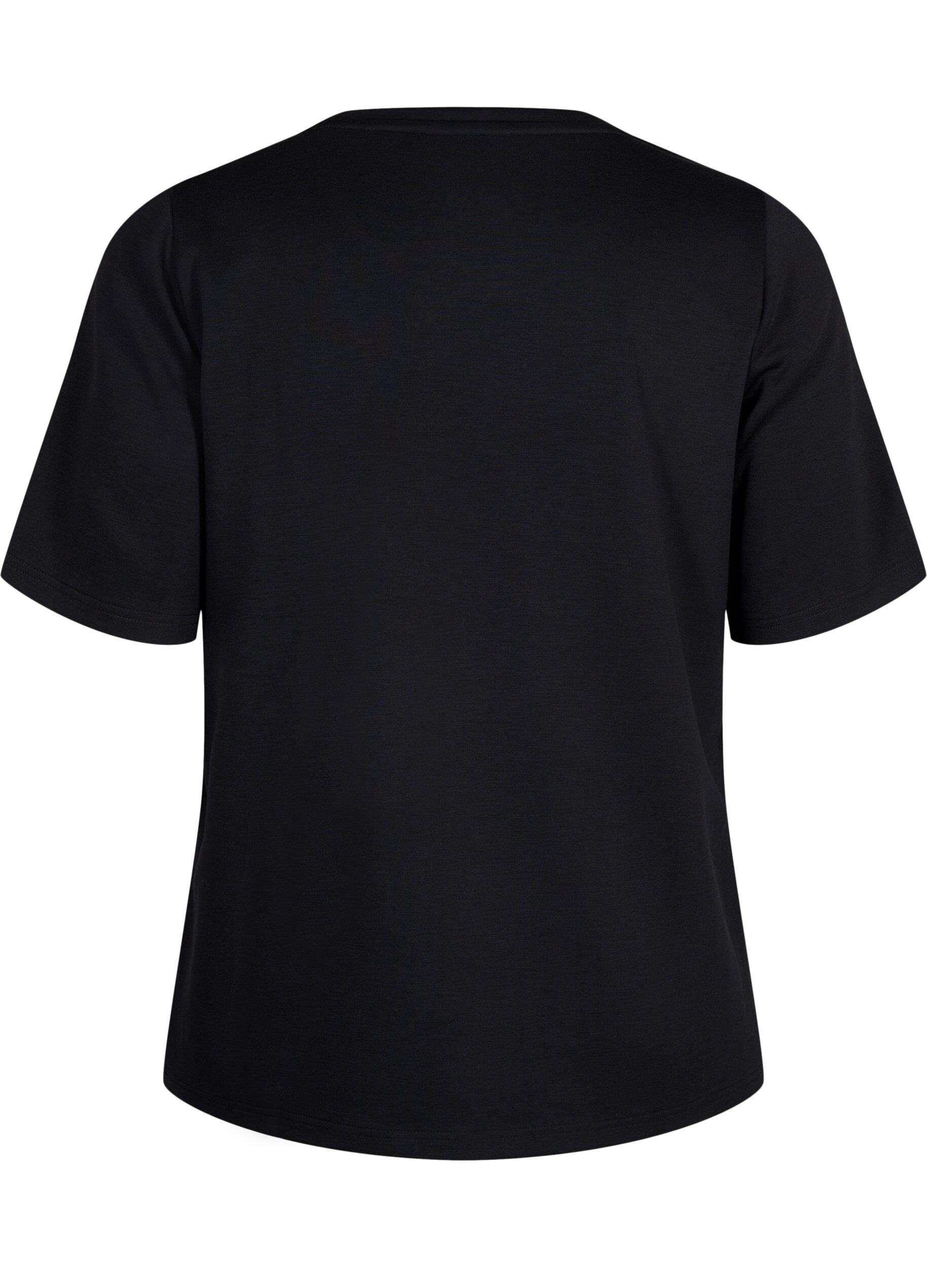 ZizziT-Shirt aus Modalgemisch, Schwarz, Packshot image number 1