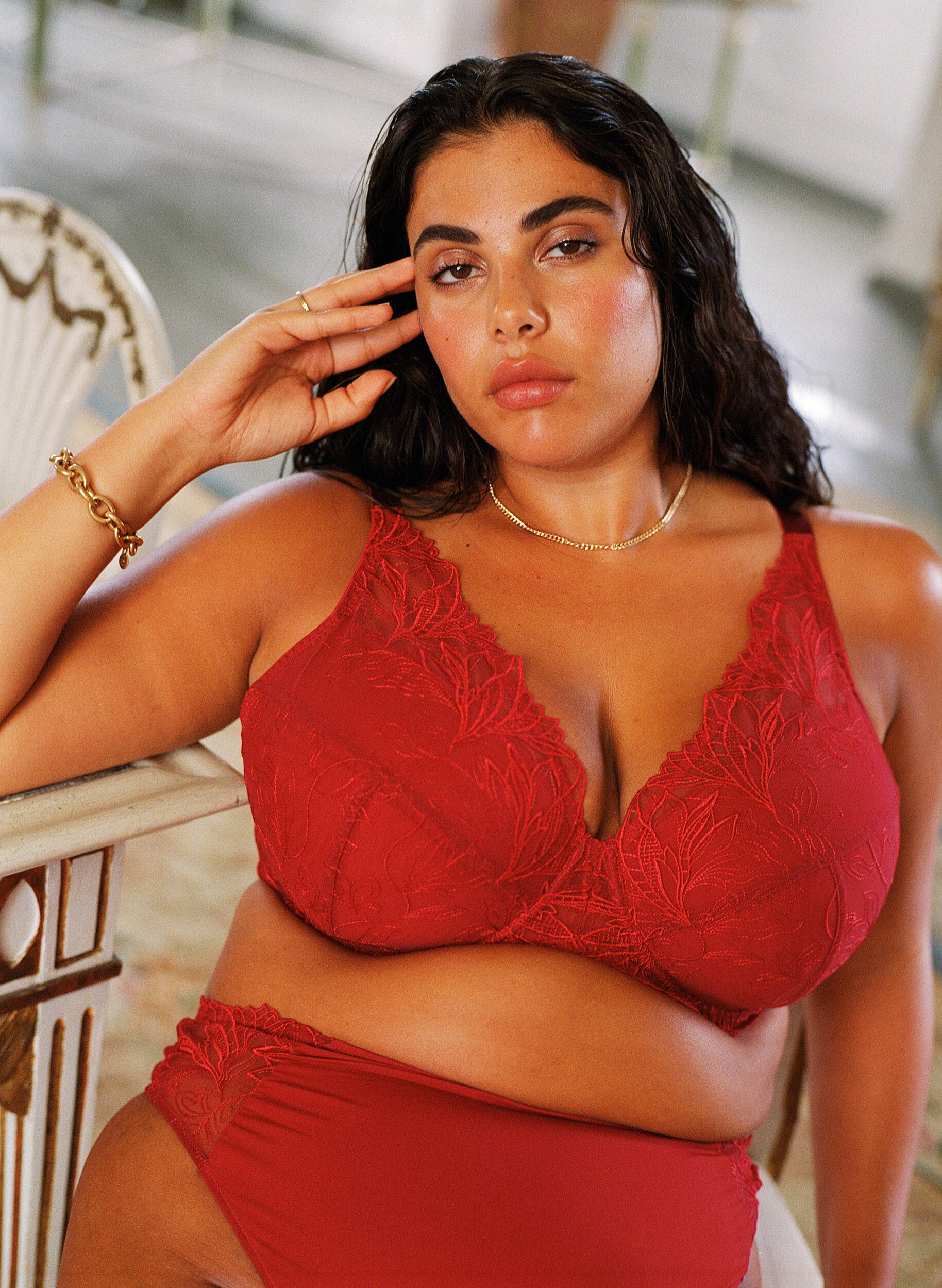 ZizziGepolsterter Spitzen-BH mit B&uuml;gel, Rot, Image image number 0