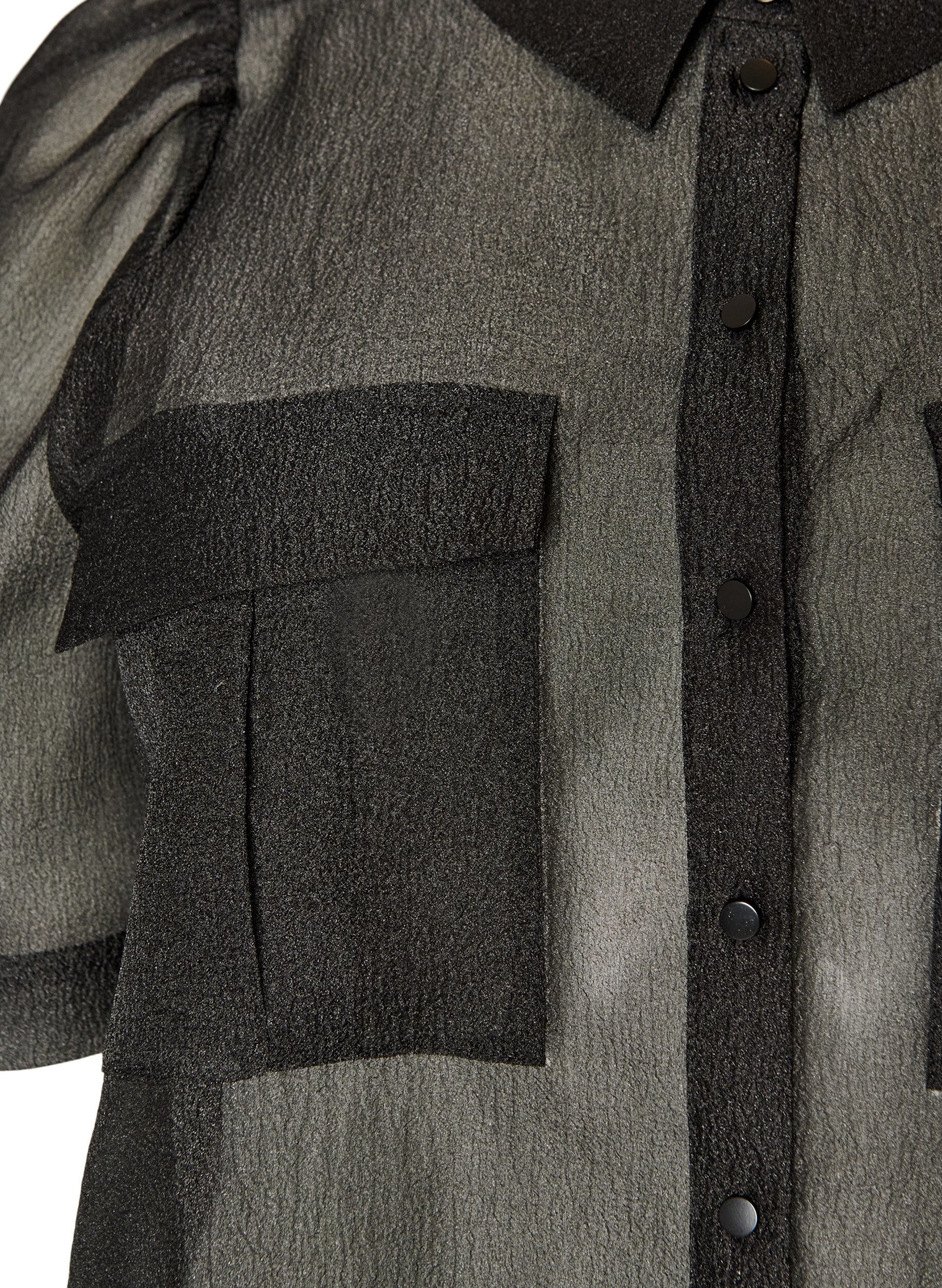 ZizziKleid aus Organza mit Brusttaschen und Puff&auml;rmeln, Schwarz, Packshot image number 2