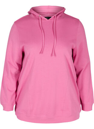 Sweatshirt mit Kapuze und Rippbündchen, Phlox Pink, Packshot image number 0