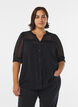 Bluse mit kurzem Arm und gepunkteter Textur, Schwarz, Model image number 0