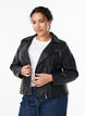 Imitierte Leder Biker Jacke, Schwarz, Model image number 0