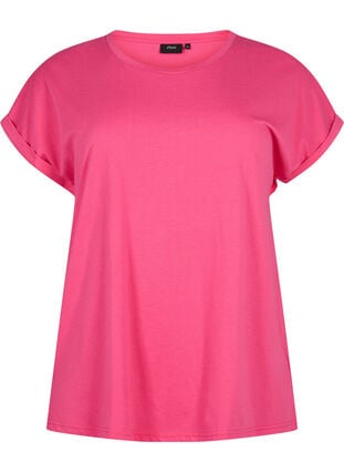 Kurzärmeliges T-Shirt aus einer Baumwollmischung, Raspberry Sorbet, Packshot image number 0