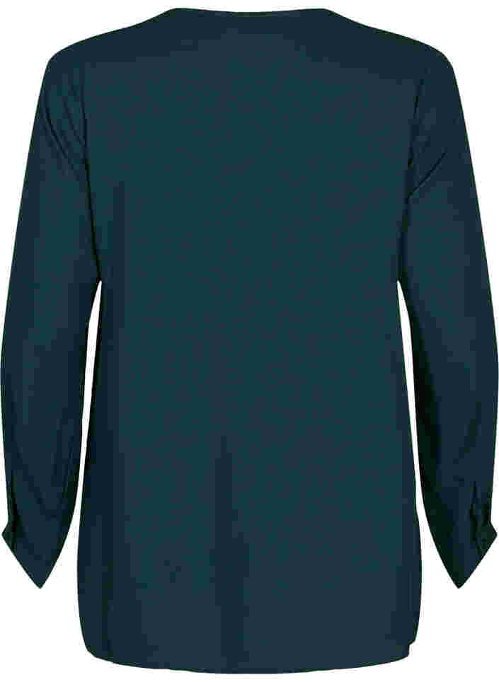 Unifarbenes Hemd mit V-Ausschnitt, Scarab, Packshot image number 1