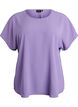 Bluse mit kurzen &Auml;rmeln und Rundhalsausschnitt, lila, Packshot image number 0