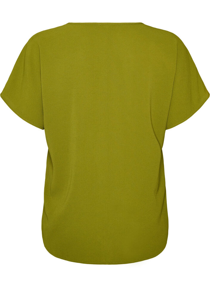 Bluse mit kurzen &Auml;rmeln und Rundhalsausschnitt, Gr&uuml;n, Packshot image number 1
