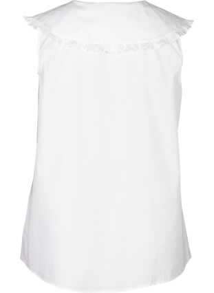 Ärmellose Hemdbluse mit großem Kragen, Bright White, Packshot image number 1
